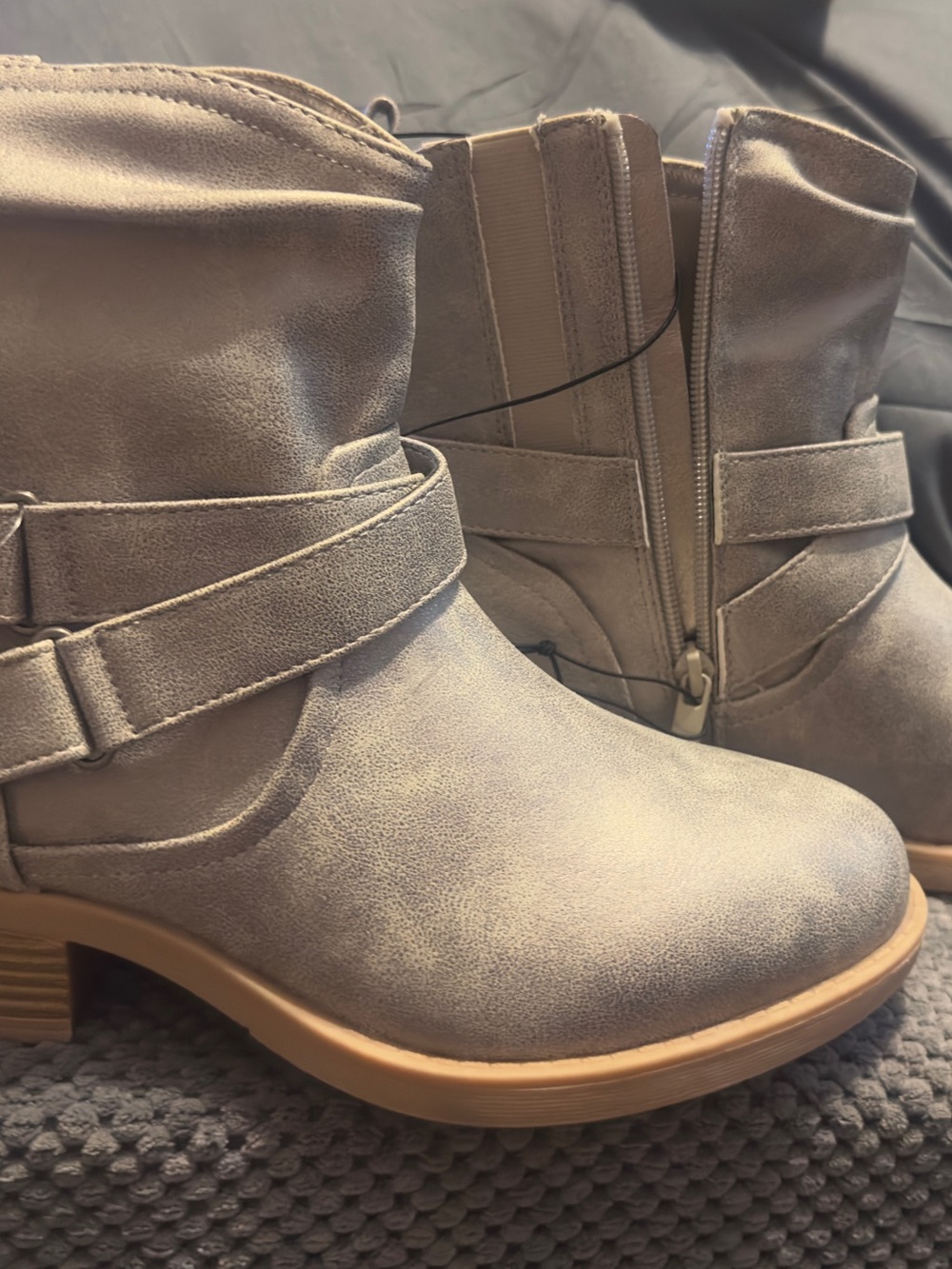 Classic Taupe Faux-Suede Ankle Booties with Side Zip